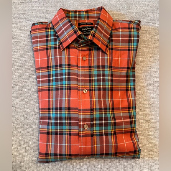 Neiman Marcus Vibrant Plaid Button Down Shirt - Picture 8 of 8